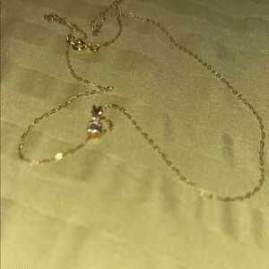 Minimal Gold Chain Necklace with Crystal Accent